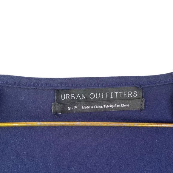 Urban Outfitters Julia Tiered Mini Dress Short Sleeves Navy Blue Womens Small - Picture 5 of 5